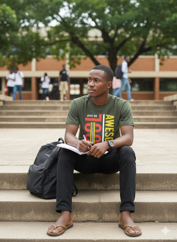 Men's Army Green Round Neck T-shirts