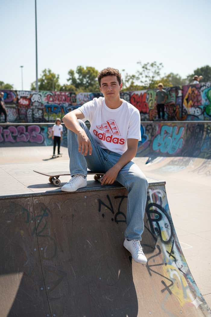 Tensor Tee — Men's White Bold Diagonal Athletic Text Tee | GloblNorth