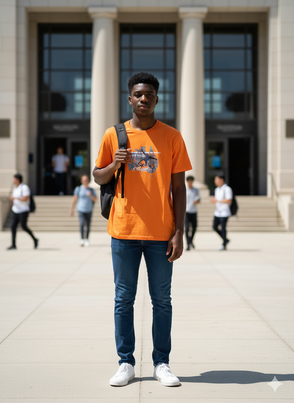 MENS ORANGE OUNDNECK T-SHIRT