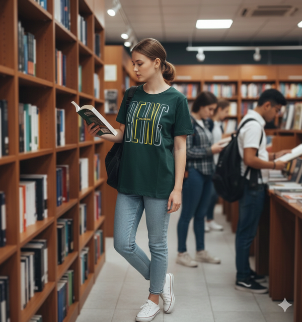 WOMENS GREEN ROUNDNECK T-SHIRT