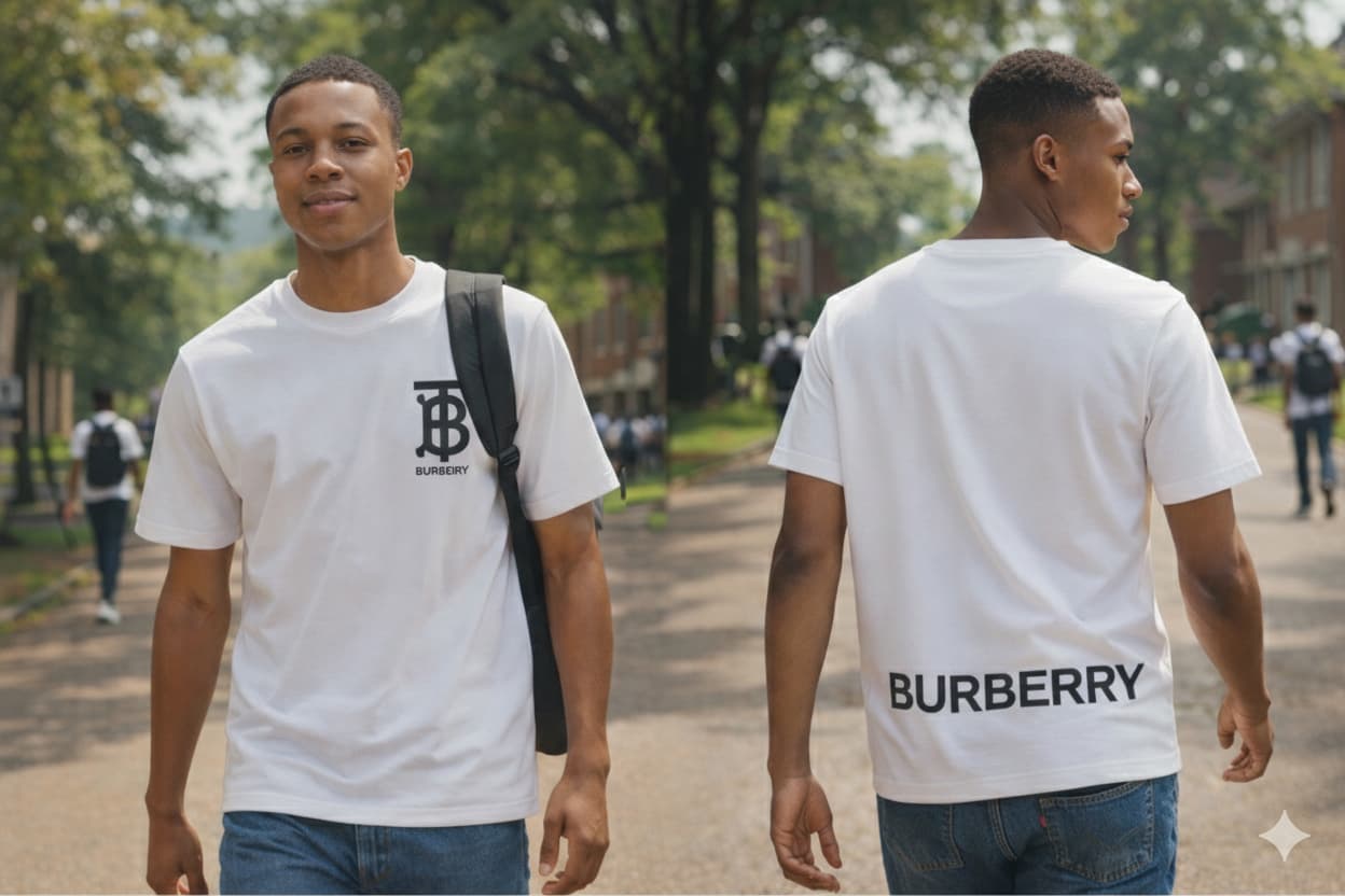 Ionic Tee — Men's White Monogram Front Back Text Tee | GloblNorth