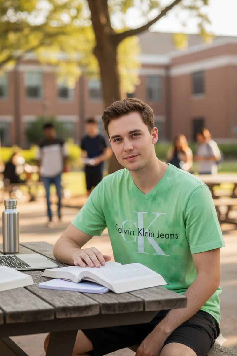 MENS LIGHT GREEN V-NECK T-SHIRT
