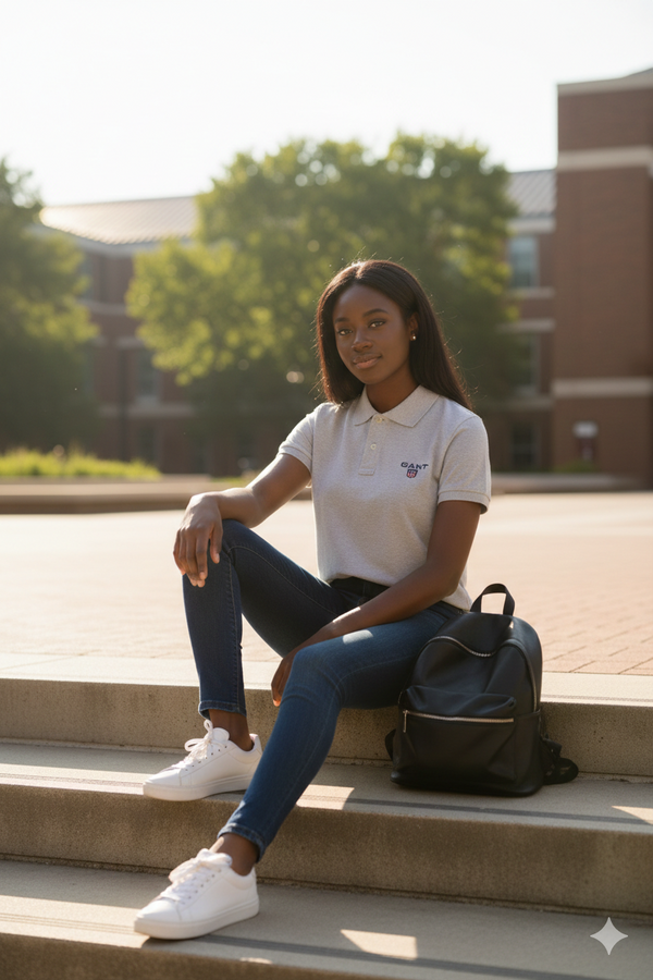 WOMENS LIGHT GREY POLO