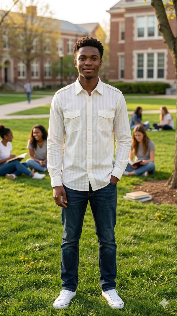 Men's White Full Sleeve Casual Shirt