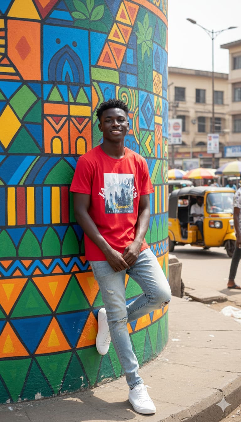 Static Tee — Men's Red Forest Landscape Graphic Tee | GloblNorth