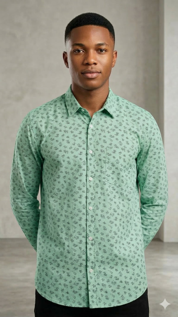 Men's Green Full Sleeve Casual Shirts