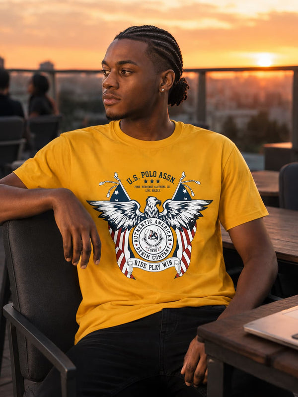 MENS MUSTARD ROUNDNECK T-SHIRT