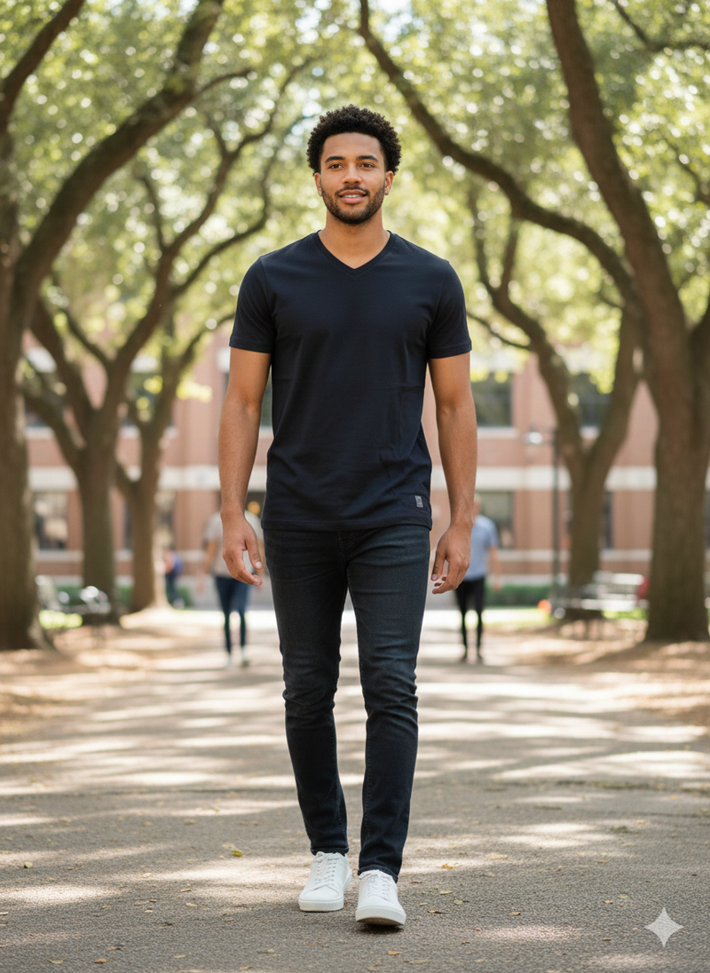 MENS BLACK ROUNDNECK T-SHIRT