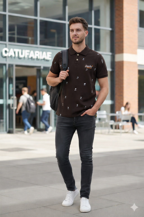MENS BROWN POLO