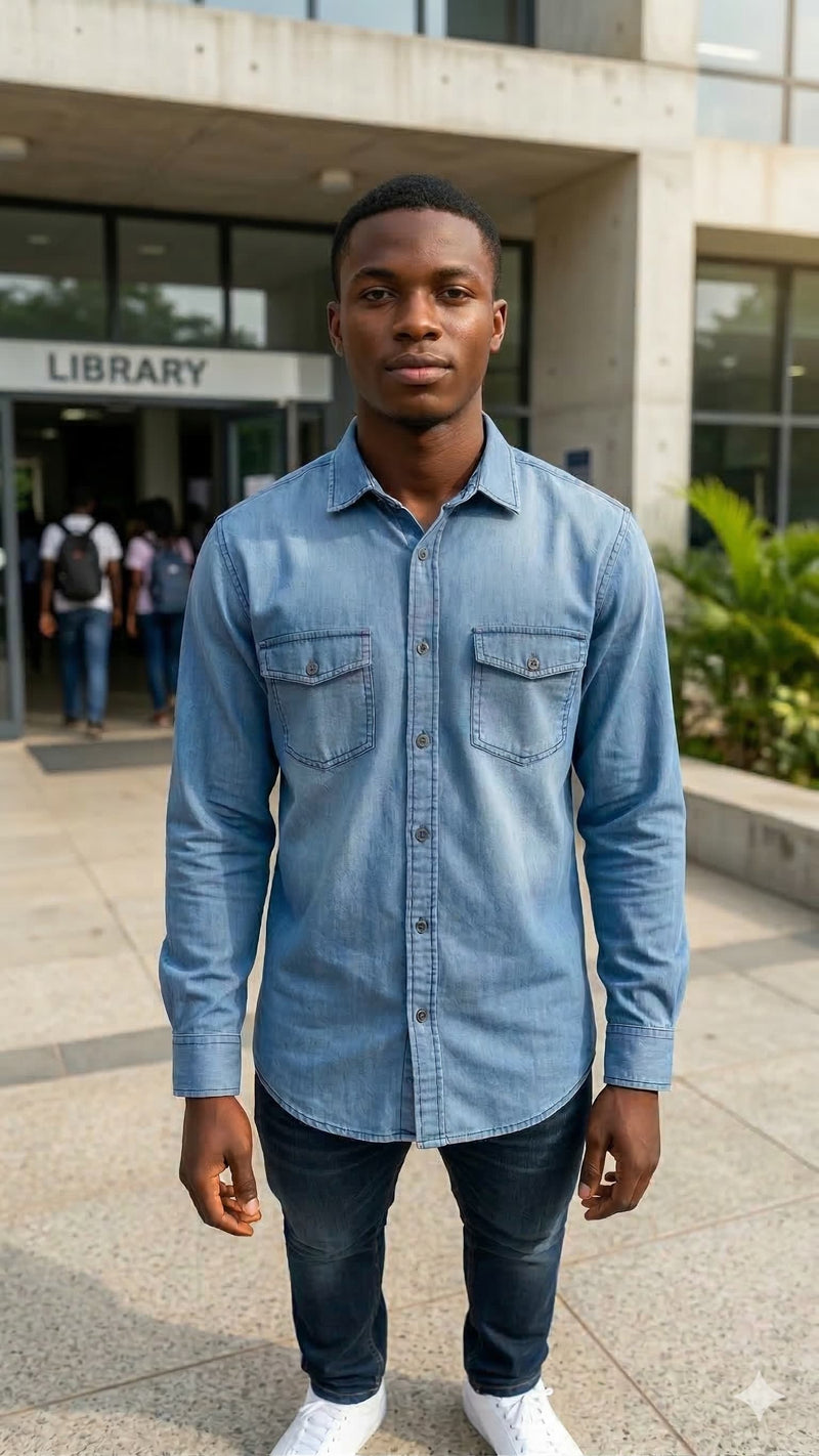 Unisex Blaiz Shirt — men's light blue full sleeve denim shirt | GloblNorth