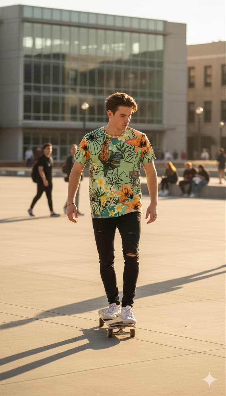 Men's Light Green Round Neck T-shirts